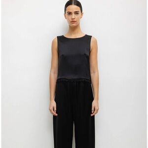 LESET Barb Lace Crop Sleeveless Crew black size small